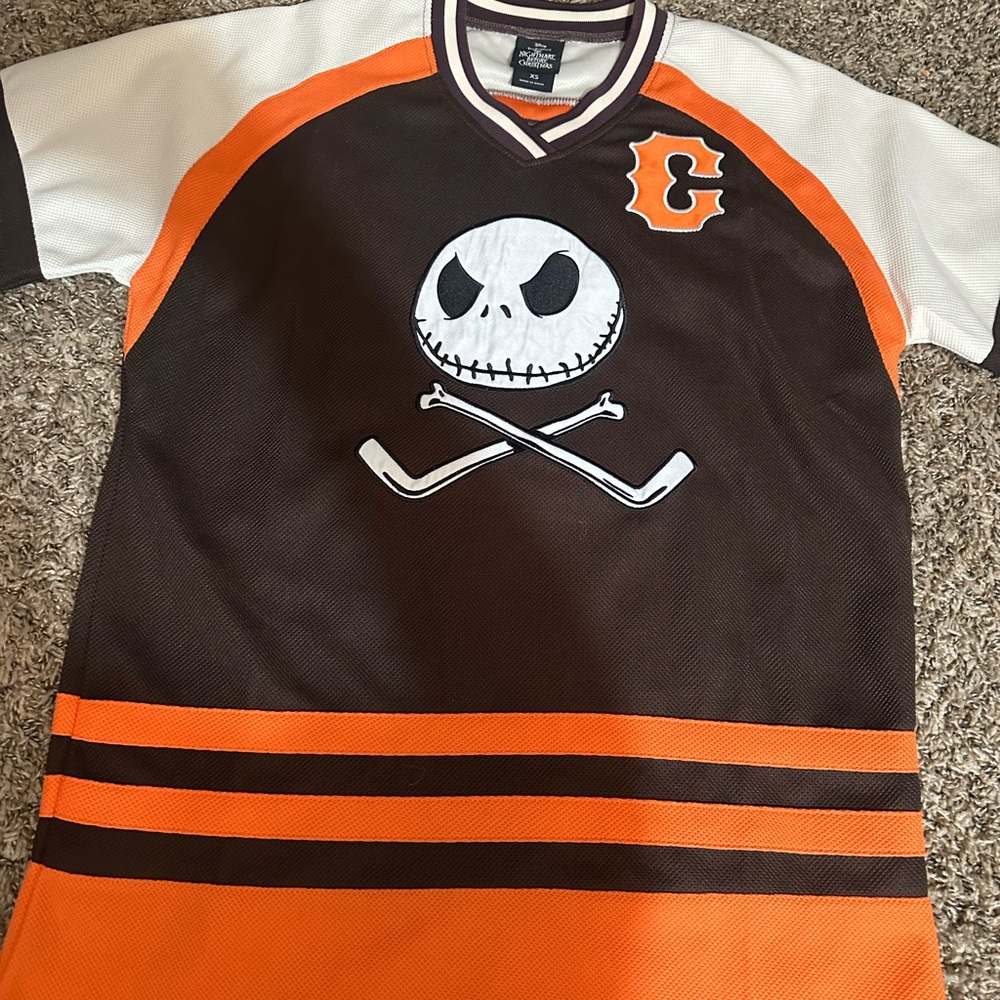 Jack Skellington Hockey Jersey - Brown and Orange
